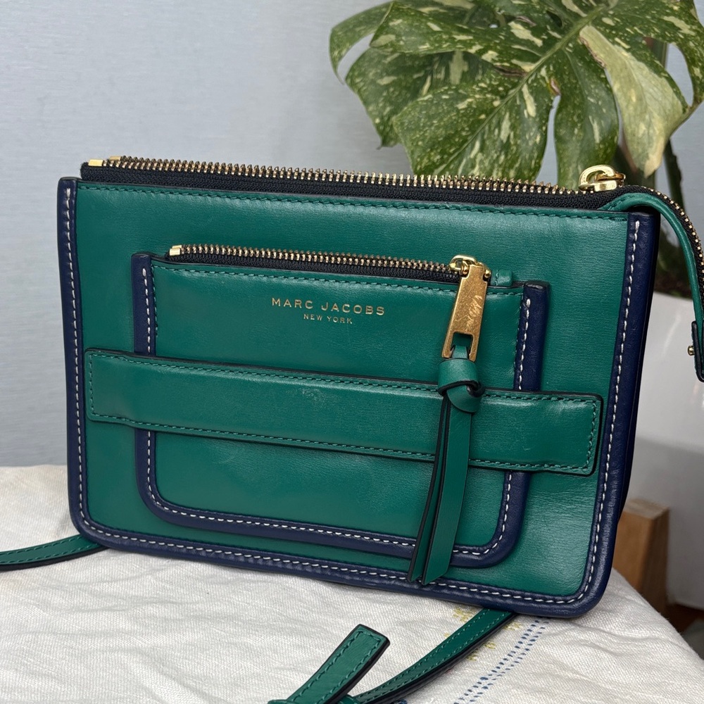 Marc Jacobs Green and Blue Leather Madison Crossbody Bag purse